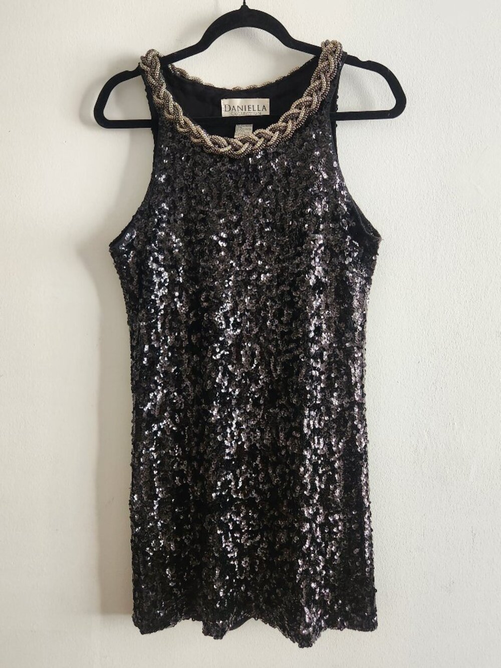 Black sequin mini party dress